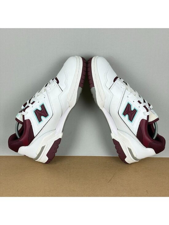 New Balance 550 Burgundy Athletic Shoes Mens 9 White Leather Low Top Lace Up main image 7
